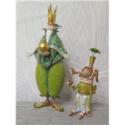 King Figurine & Dog w/ Crown & Maker's Mark PB 10 - 6" & 10" Tall