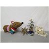 Image 2 : Christmas Tree 15" Tall, Star Ornament, Sledding Bear Family & Dog Décor