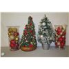 Image 1 : Qty 2 Decorated Artificial Christmas Trees & Ornaments