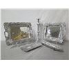 Image 2 : Qty 2 Large Metal Serving Trays, Candle Holder & 2 Condiment Dishes