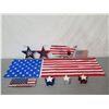 Image 2 : Qty 5 Red, White & Blue Star Ornaments, Patriotic USA Map, Flags, etc
