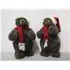 Image 2 : Qty 2 Plush Brown Bears in Santa Caps & Scarves, 14" Tall