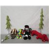 Image 1 : Misc Decorations: 2 Trees, Snowman, Reindeer, Sequined Red Dog & Monkey