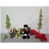 Image 2 : Misc Decorations: 2 Trees, Snowman, Reindeer, Sequined Red Dog & Monkey