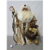 Image 1 : Santa in Fur-Trimmed Coat w/ Staff & Presents, 28" Tall
