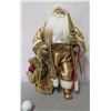 Image 1 : Santa in Gold Beaded Cape Holding Ornament & Presents, 18" Tall