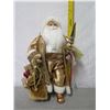 Image 25 : Santa in Gold Beaded Cape Holding Ornament & Presents, 18" Tall