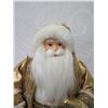 Image 8 : Santa in Gold Beaded Cape Holding Ornament & Presents, 18" Tall