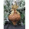 Image 1 : Metal Raised Swirl Design Sphere Shaped Christmas Tree Ornament w/ Bow
