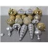 Image 1 : Qty Approx. 15 Christmas Tree Ornaments: Silver & Gold Colored Balls, etc
