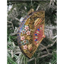 Jay Strongwater Christmas Tree Ornament Beaded Fan 5.5" Long