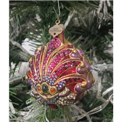 Jay Strongwater Christmas Tree Ornament Beaded Clam Shell 3" Diameter