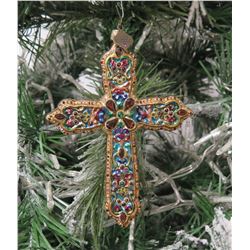 Jay Strongwater Christmas Tree Ornament Beaded Cross 5.5" Long
