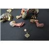 Image 8 : Qty 6 Jay Strongwater Ornaments: Beaded Piano, Shells, Leaves etc (one broken as shown)