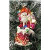 Image 1 : Christmas Tree Ornament - Santa w/ Toy Bag Marked 'L' 10" Long