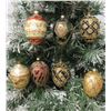Image 1 : Qty 7 Egg-Shaped Beaded & Glittered Christmas Tree Ornaments Approx. 4" Long