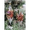 Image 1 : Qty 2 Clear Oblong Christmas Tree Ornaments w/ Poinsettia 11" Long