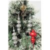 Image 1 : Qty 5 Christmas Tree Ornaments: Clear Beaded, Red & White Spheres 11" Long