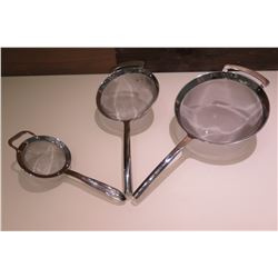 Qty 3 Williams Sonoma Misc Size Metal Colander Strainers