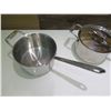 Image 2 : Qty 2 All-Clad Metalcrafters Stainless Steel 9" Stock Pots (1 w/ Lid)