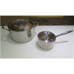 Qty 2 Williams Sonoma Hestan Italy Thermo-Clad Pots w/ Lids 7"/11"