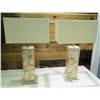 Image 1 : Qty 2 Stone Base Lamps w/ Rectangle Shades 7" Diameter x 28" High