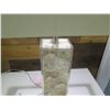Image 8 : Qty 2 Stone Base Lamps w/ Rectangle Shades 7" Diameter x 28" High