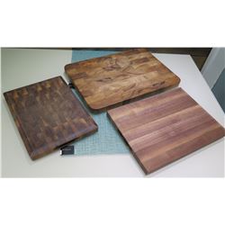 Qty 3 Wooden Chopping Boards - 15"x10" / 20"x14" / 16"x12"
