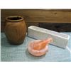 Image 1 : Mortar & Pestle, Carved Wood Container & Rectangle Holder