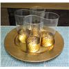 Image 1 : Qty 4 Argea Gold Glasses (Retail $15 each) & Round Tray