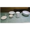 Image 1 : Qty 3 Misc Bowls, Creamer, Porcelain & Glass Coffee Cup & Saucer