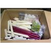 Image 1 : Box of Candles: Red & White Tapers, Votives, etc