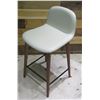 Image 1 : Jobs Bacco Series Italy Bar-Height Stool Chair White w/ Wooden Legs 35"H