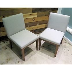 Qty 2 Berman Falk Off White Upholstered Chair w/ Wooden Base 33"High