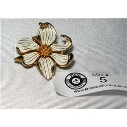 Vintage 1960 Marcel Boucher Large Dogwood Enamel Brooch. Marked Dogwood Boucher
