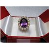 Image 2 : Gorgeous Antique 14k Gold Amethyst Seed Pearl Ring
