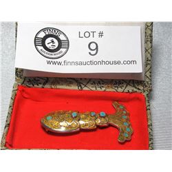 Beautiful Vintage Margot De Taxco Sterling Silver Enamel Fish Pin 1960's