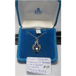 Fabulous Vintage Birks Sterling Marcasite Pendant with a Black Hematite.Marked Birks Sterling