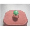 Image 2 : Vintage Marked Sterling Silver Ring with a Cabochon Cut Green Jade. Size 7.75