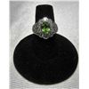 Image 1 : Sterling Silver Ring Set with Genuine Peridot 8x6mm Surrounded by Cubic Zirconias Size 7