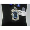 Image 2 : Beautiful 1940's-50'sBold yet Elegant Feston Style Necklace with Large Blue Glass Earrings. Signed S