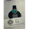 Image 1 : Navajo Turquoise Sterling Ring Size 8. Marked Sterling