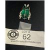 Image 1 : Vintage 1930's Insect Pin with An Emerald Green Lucite Belly and Clear Rhinestones. Measures 1 1/4"
