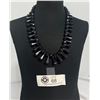 Image 1 : Vintage Fringe Necklace. Black Plastic Germany 18" Long