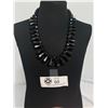 Image 2 : Vintage Fringe Necklace. Black Plastic Germany 18" Long