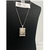 Image 2 : Sterling Silver Locket With Etching on Front and Back. Pendant is on a 20" Sterling Silver Chain. To