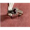 Image 2 : Vintage Sterling Silver Ring Set with a Red Spinel and Cubic Zirconias Size 7