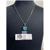 Image 1 : Navajo Small HorseshoeShaped Pendant with Turquoise & Cubic Zirconia With 15" Sterling Silver Chain