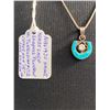 Image 2 : Navajo Small HorseshoeShaped Pendant with Turquoise & Cubic Zirconia With 15" Sterling Silver Chain