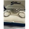 Image 4 : Good Quality Sterling Silver Ring Set with Cubic Zirconia and Matching Hoop Earrings. Size 10 10 gr